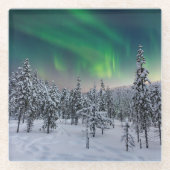 IJs en sneeuw | Winterlandschap in Finland Glazen Onderzetter (Voorkant)