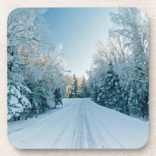 IJs en sneeuw   Winterweg Rusland, Siberië Bier Onderzetter