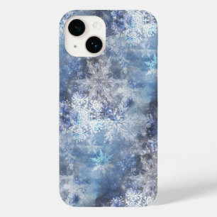 IJs en Sneeuwen, blauw kerstpatroon Case-Mate iPhone 14 Hoesje