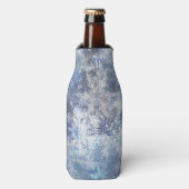 IJs en Sneeuwen, blauw kerstpatroon Flesjeskoeler (Fles Voorkant)