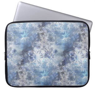 IJs en Sneeuwen, blauw kerstpatroon Laptop Sleeve