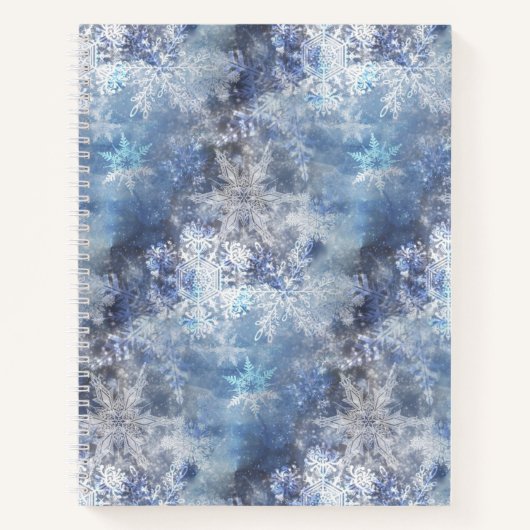 IJs en Sneeuwen, blauw kerstpatroon Notitieboek (Voorkant)