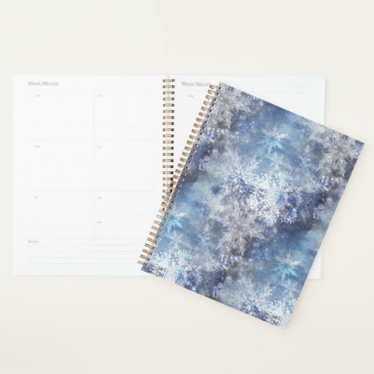 IJs en Sneeuwen, blauw kerstpatroon Planner (Display)