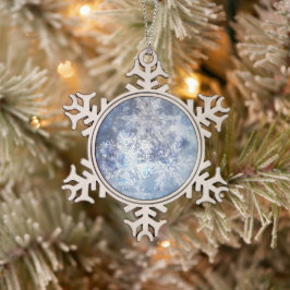 IJs en Sneeuwen, blauw kerstpatroon Tin Sneeuwvlok Ornament