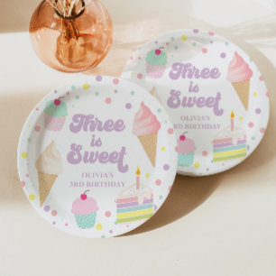 IJs en taart 3e verjaardag Papieren Bordje