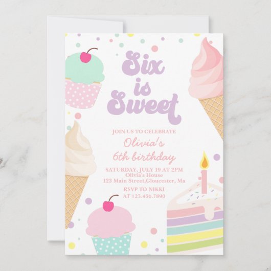 IJs en taart 6e verjaardag Kaart (Voorkant)