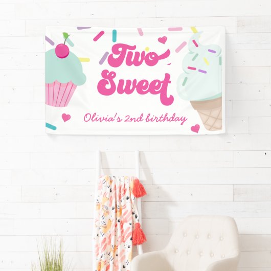 IJs en taart Twee Sweet 2e verjaardag Spandoek (Insitu)