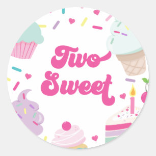 Ijs en Taart Twee Zoete 2de Verjaardag Ronde Sticker