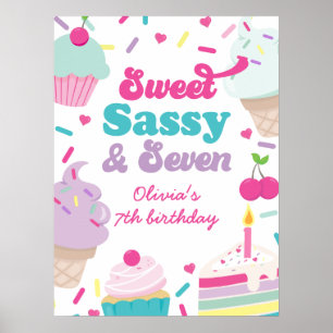 Ijs en Taart Zoete Sassy Zeven 7de Verjaardag Poster