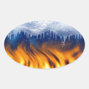IJs en vlam Ovale Sticker