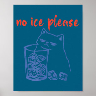 Ijs grappige kitten meme kat vrouwen mannen vintag poster