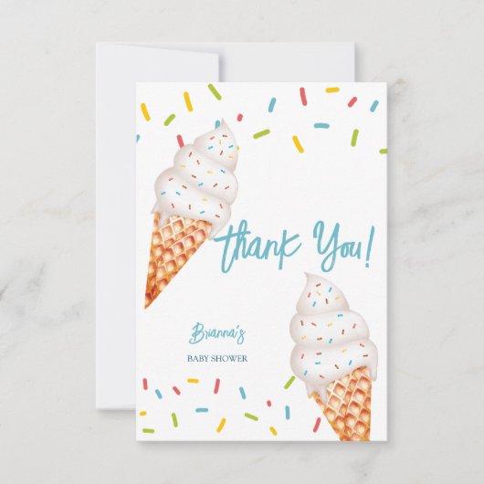 IJs hier is het schepje baby shower Bedankkaart (Voorkant)