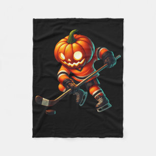 Ijs Hockey Pompoen Gezicht Halloween Kostuum Manne Fleece Deken