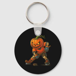 Ijs Hockey Pompoen Gezicht Halloween Skelet Pompoe Sleutelhanger