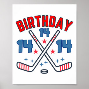 Ijs Hockey Veertien Verjaardag Jongen 14e Feestje Poster