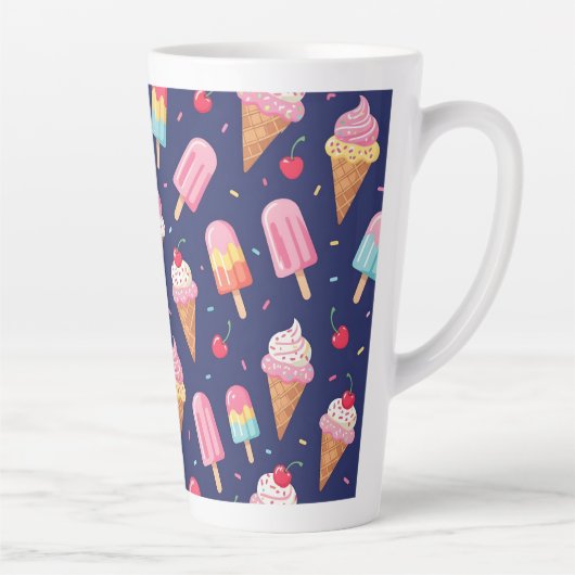 Ijs, ijslolly's en kersen patroon latte mok (Rechts)