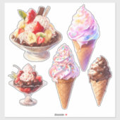 Ijs Kegels en Sundaes Sticker (Vel)