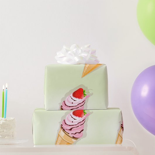 IJs met een aardbei Cadeaupapier