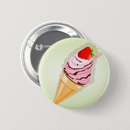 IJs met een aardbei Ronde Button 5,7 Cm (Voorkant /achterkant)