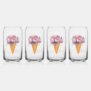 IJs met pioenen. Gelukkige lentedag Blikvorm Glas