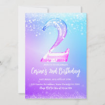 Ijs nummer witte glitter Meisje 2e Verjaardag
