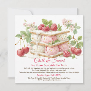 Ijs-sandwich-dag Aquarel Uitnodiging