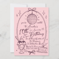 Ijs Sundae Meisje Verjaardagsfeest Uitnodiging