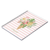  Ijs, Tropisch bladfruit, Roze strepen  Notitieboek (Linkerzijde)