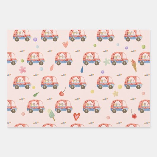 IJs truck Scheppen van leuke kinderen verjaardag Inpakpapier Vel (Voorkant 2)