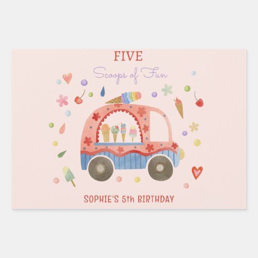 IJs truck Scheppen van leuke kinderen verjaardag Inpakpapier Vel (Voorkant)