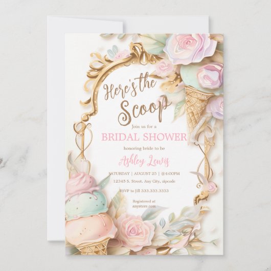 Ijs vintage blush roze ijs kaart (Voorkant)
