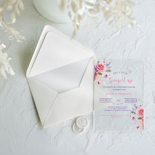 Ijs vrijgezellenfeest dat ze is opgeschept acryl uitnodigingen