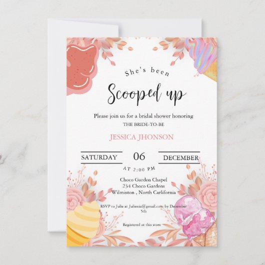 Ijs vrijgezellenfeest dat ze is opgeschept kaart (Voorkant)