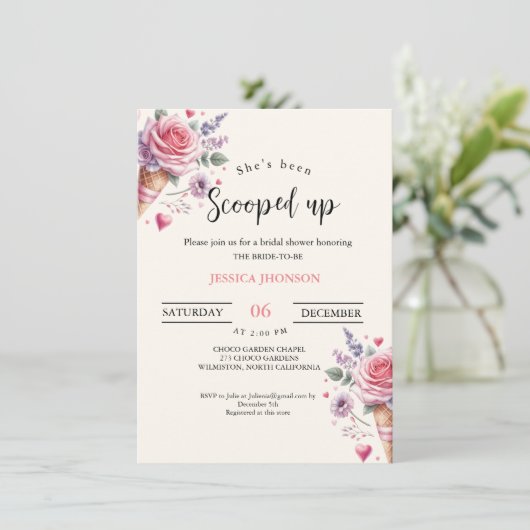 Ijs vrijgezellenfeest dat ze is opgeschept kaart (Staand voorkant)