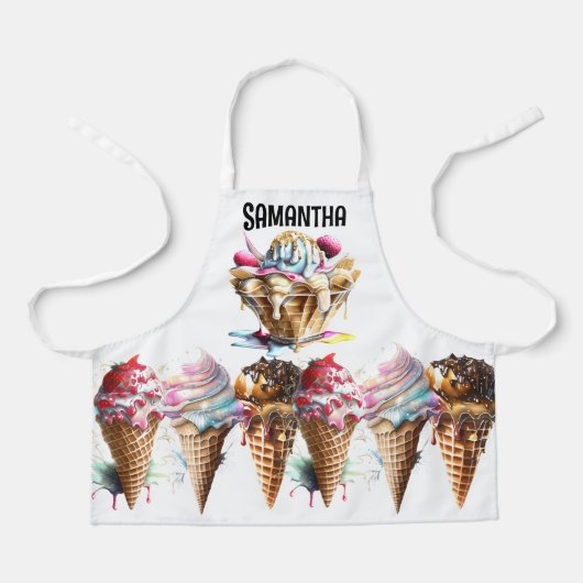 Ijs wafel kegel chocolade dessert topping schort (Voorkant)