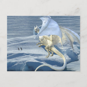 Ijs Witte Draak Sneeuw Winter Pinguïns Briefkaart