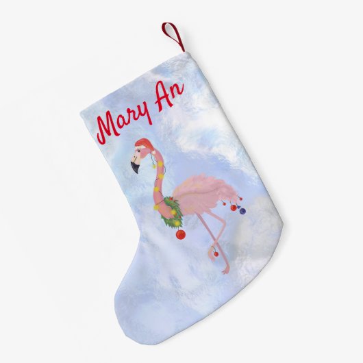 Ijsachtergrond en Kerstmis Flamingo Kleine Kerstsok (Achterkant (Hangend))