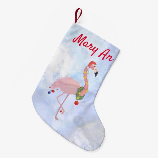 Ijsachtergrond en Kerstmis Flamingo Kleine Kerstsok (Voorkant (Hangend))
