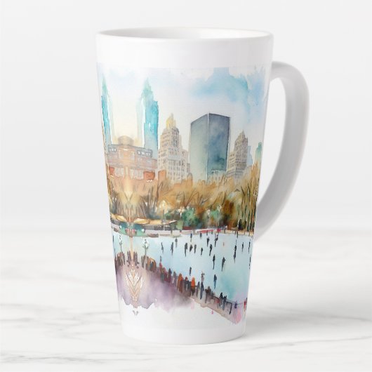 IJsbaan Central Park, New York Latte Mok (Rechterhoek)