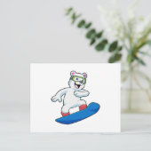 IJsbeer als snowboarder met snowboard Briefkaart (Staand voorkant)