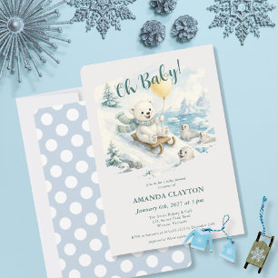 Ijsbeer babyshower uitnodiging