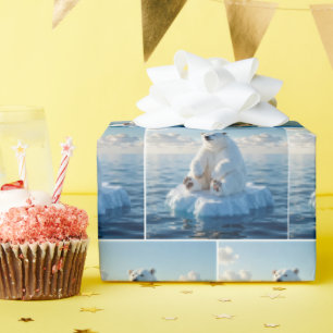 Ijsbeer drijvend op een ijsschots cadeaupapier
