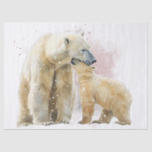 IJsbeer en welp aquarel Tissuepapier