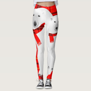 Ijsbeer en witte wolf rode geruite sjaal leggings