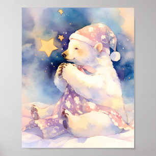 Ijsbeer Fantasievolle Waterverf Nurseryposter Poster