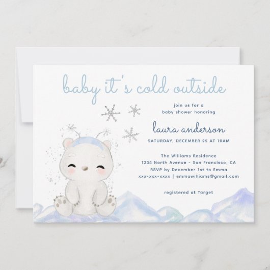 IJsbeer Het is koud buiten Winter Baby Shower Kaart (Voorkant)