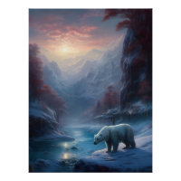 Ijsbeer in Winter Woud Schilderij