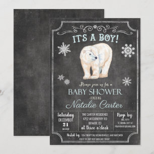 Ijsbeer Jongen Baby Shower Uitnodiging