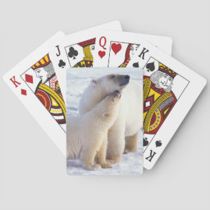 IJsbeer-moeder met welp, pakijs Pokerkaarten