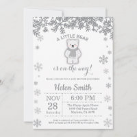 Ijsbeer Winter Baby Shower Sneeuwvlok Uitnodiging